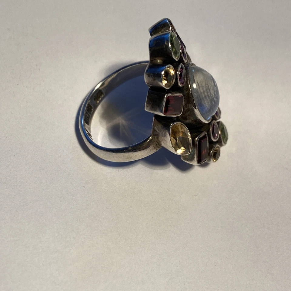 Anillo Nicky Butler Plata de Ley 925 Labradorita Piedra Lunar Peridoto Talla 8 Foto 4 de 4