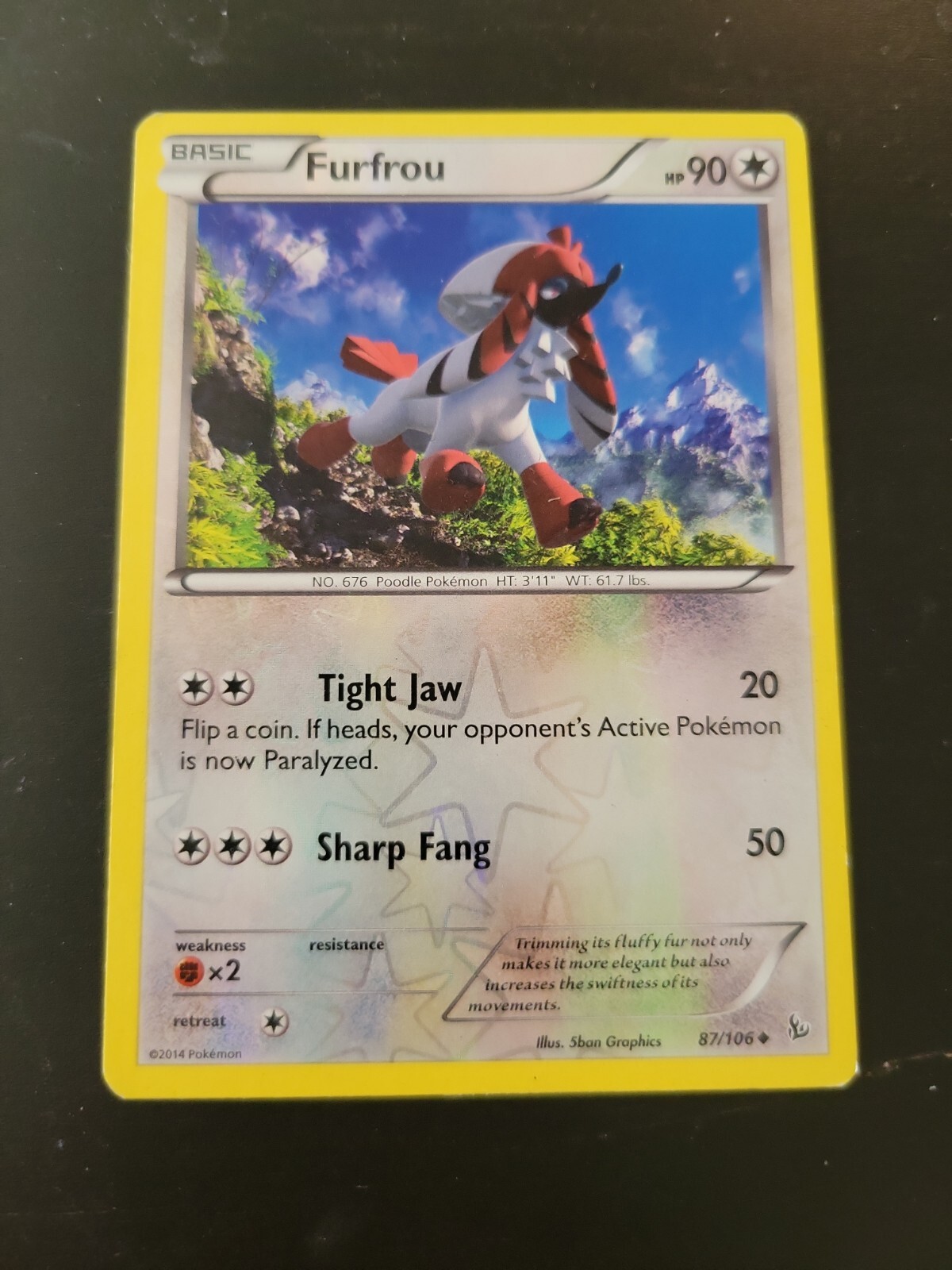 Pokemon TCG Card 2014 XY Flashfire - Furfrou 87/106 Reverse Holo