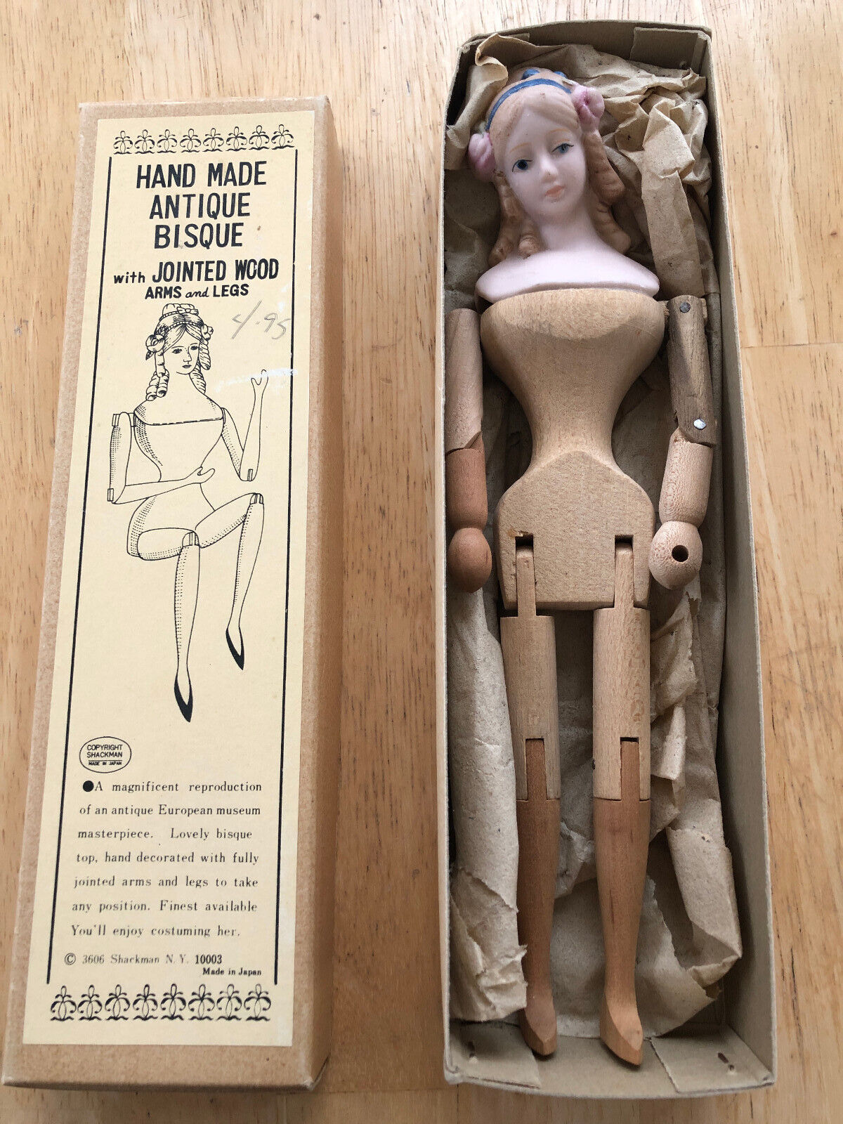 Shackman Hand Made Doll Bisque Head Wood Jointed Body for sale online