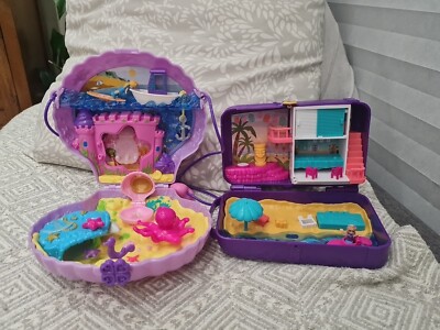 2x Polly Pocket Mattel 2017 Koffer & Tiny Power Muschel Handtasche Ozean Spielset