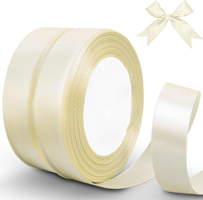 Satinband Crem 20mm, 44m Geschenkband breit, Schleifenband, Stoffband für Gesche