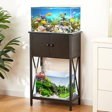 10 Gallon Fish Tank Stand with Cabinet, Double 5-10Gallon Black 5-10Gallon