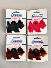Goody Fashion Hair Clips Dog Scottish Terrier 2 Brown Black Red Lot of 4 Vtg 90s