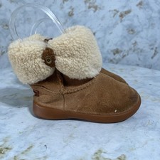 UGG Ramona Toddler Girls Size 7 Shoes Brown Suede Zip Comfort Fur Lined Boots