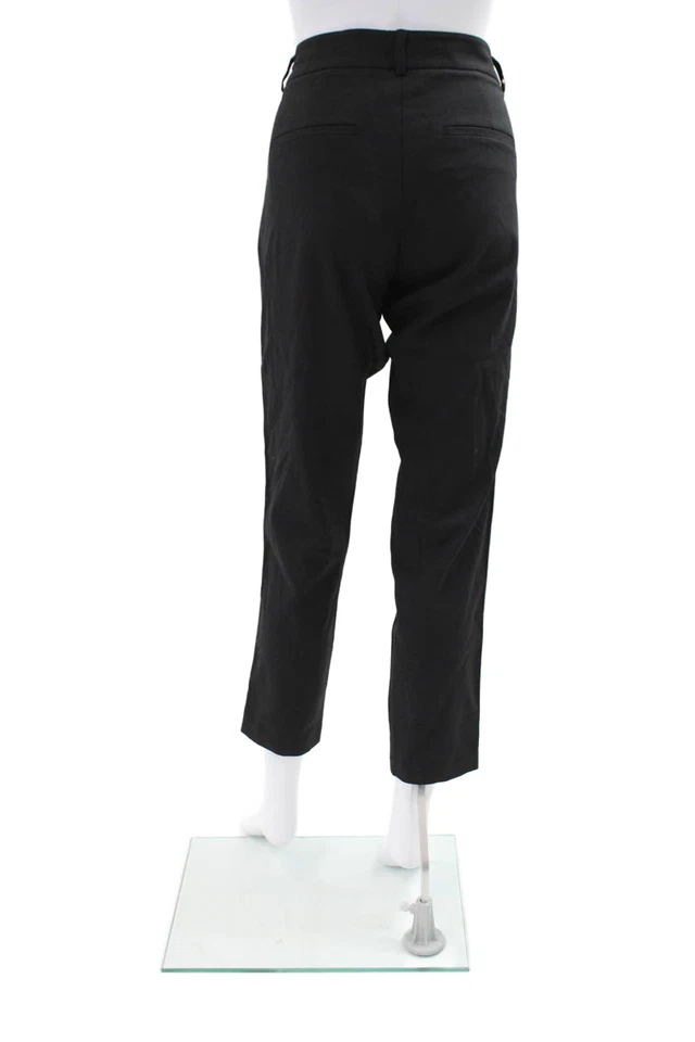 Vince Women's Button Closure Straight Leg Ankle Pants Black Size 6 - Image 3 of 4