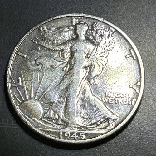 1945-S Walking Liberty Half Dollar 90% Silver Coin Edge Tone
