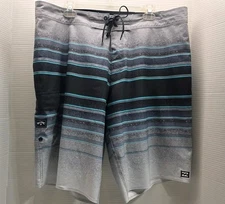 BILLABONG swim board shorts trunks Mens 38 All Day Stripe gray black turquoise