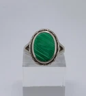 Vintage Navajo Ring 925 Silver Natural Green Malachite Native American Size 7.25