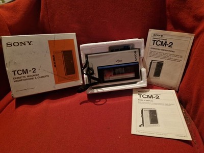 Vintage Sony Walkman TCM-2 Cassette Corder Player weiß in Box Box