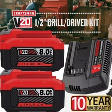 20V 8.0Ah For Craftsman V20 Cordless Drill Battery / Charger CMCB205 CMCB204