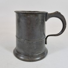 Antique 19thC Pewter Pint Measure Tankard 12cm High