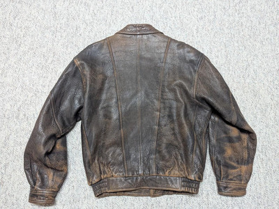 vintage 1990s bomber jacket MAD MAX brown leather L broke-in