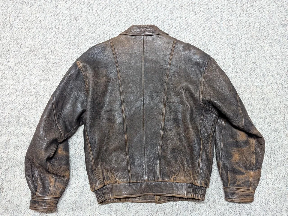 vintage 1990s bomber jacket MAD MAX brown leather L broke-in PATINA motorcycle - Image 2 of 4