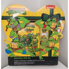 Teenage Mutant Ninja Turtles TMNT Valentine Gift Set Puzzle Crayons Stickers NEW