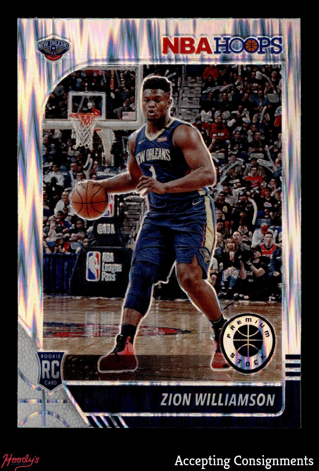 2019-20 Hoops Premium Stock Prizms Flash #258 Zion Williamson RC ROOKIE PELICANS