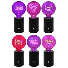Table Lamp Neon Text LED Bulb Cordless USB Rechargeable Purple Pink Red Light