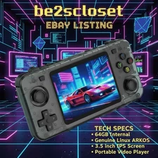 ✅ NEW R36H "Game Console" 2025 ~ ArkOS 2.0 UPGRADED 64GB TRANSPARENT BLACK