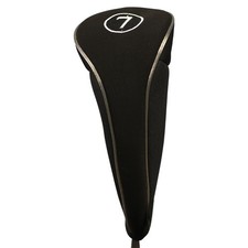 Black Golf Zipper Head Cover 7 Fairway Wood Metal Headcover Neoprene white