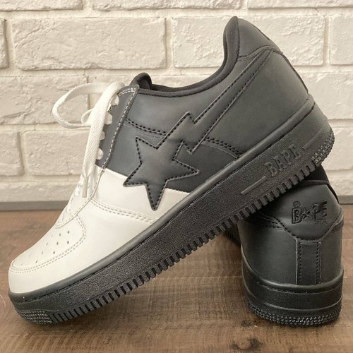 Deadstock A Bathing Ape Bape Sta Leather Black White 1B30191017 Men Us9 ...