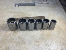 Lot of six Caterpillar Snap On tools 1/2 dr 12 point Sockets vintage USA SAE
