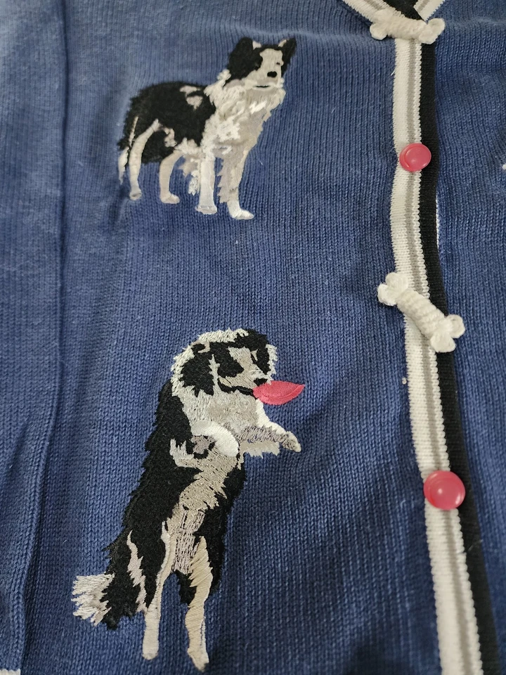 Libro de Cuentos Tejidos Collie Ovejas Perros Sobre Fondo Azul Cárdigan Suéter 1X Nuevo en Paquete Foto 3 de 4