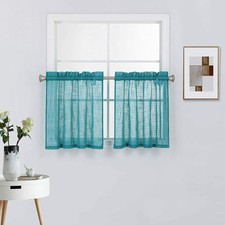 2 Piece Solid Elegant Linen Look Curtains Fully Stitched Panels Window Treatment