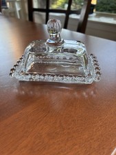 Imperial Glass Co Candlewick California Covered Butter Beaded Top 4” X 2.5”