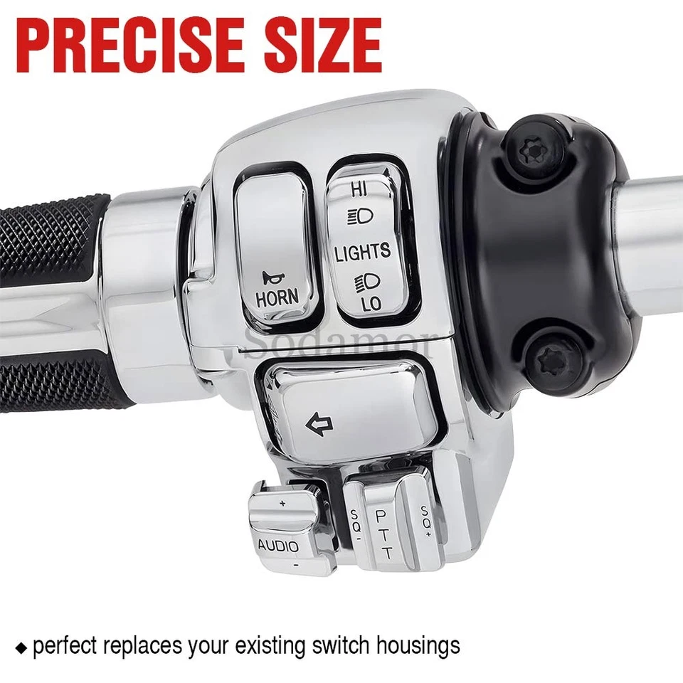 Chrome Hand Control Switch Housing Covers Buttons Caps For Harley Electra Street - Изображение 4 из 4