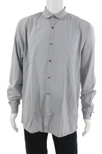 Ted Baker London Mens Cotton Collar Long Sleeve Button-Down Shirt Gray Size 17