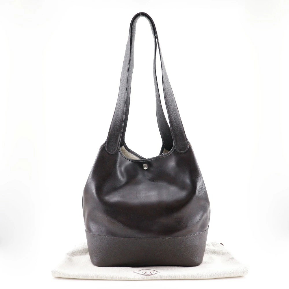 Hermes Picotin GM Amazonia Leather Brown Women's Shoulder Bag Authentic