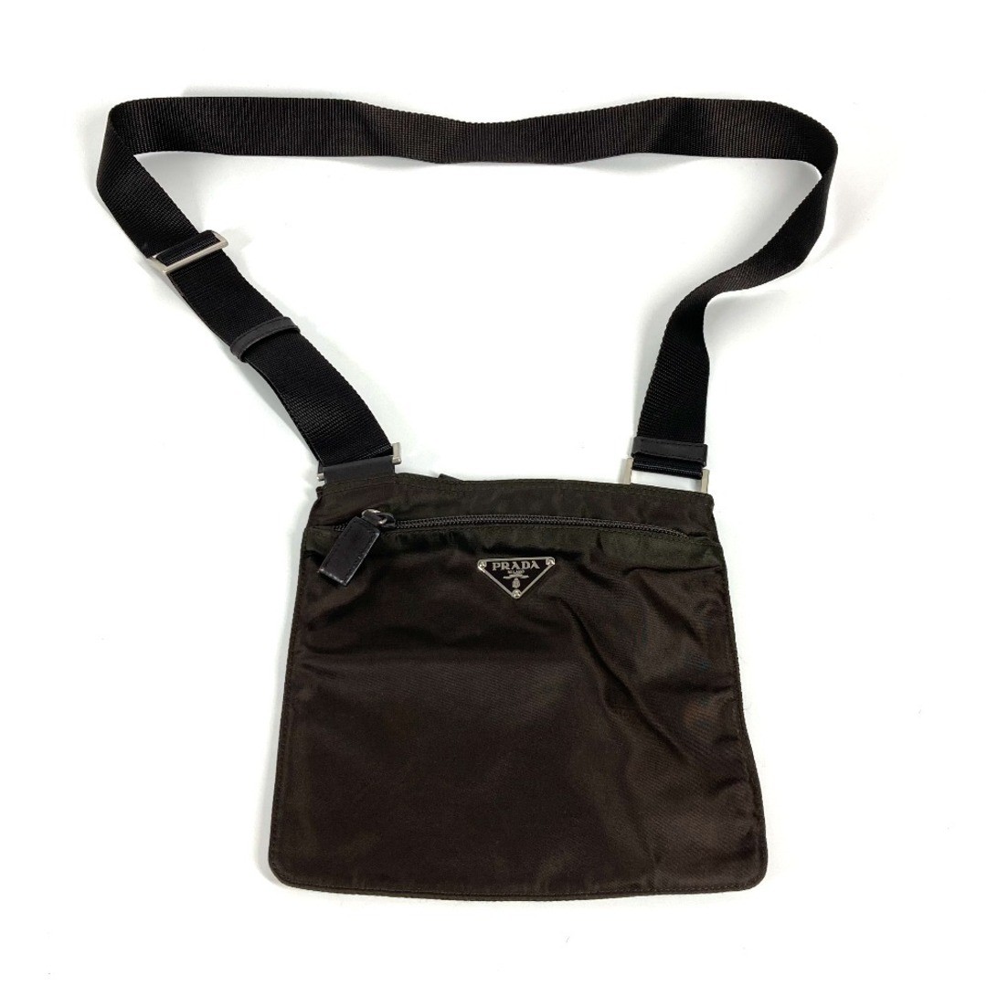 Prada Triangle Logo Nylon Crossbody Shoulder Bag in Brown Bt7372