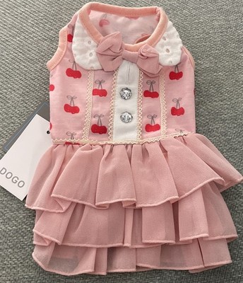 DOGO Pink Cotton Cherry Print Dress Size XS New w/Tag! Summer Party Dress