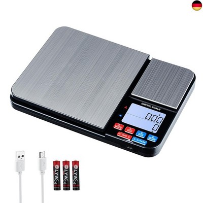 Wigearss Küchenwaage Digital mit Dual Plattform 10kg/1g und 500g/0.01g,