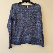 H&M Divided Women’s Medium Blue Marled Long Sleeve Top with Pocket