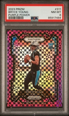 2023 Prizm Bryce Young Purple Power /49 Rookie PSA 8