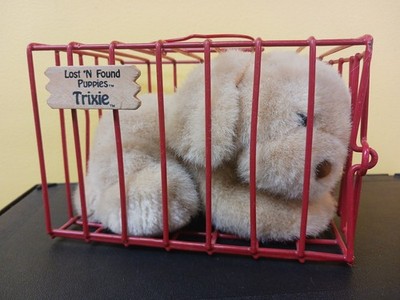 Lost 'N Found Puppies Trixie Vintage Plush Stuffed Dog w/ Cage