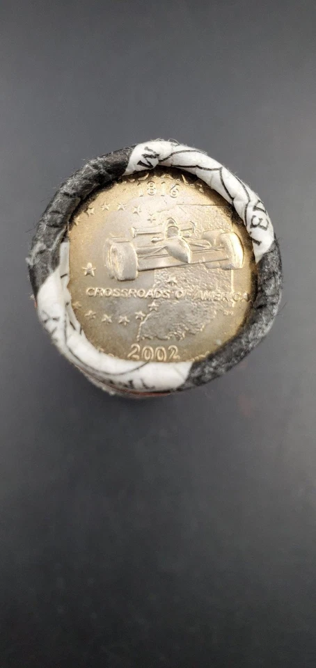 1 Unopened US Mint WRAPPED Uncirculated Roll 2002 P Indiana Statehood Quarters  - Image 2 of 3