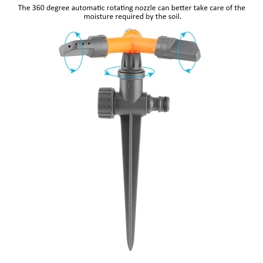 360 Degree Automatic Rotating Lawn Sprinkler Adjustable ThreeArm Sprinkler