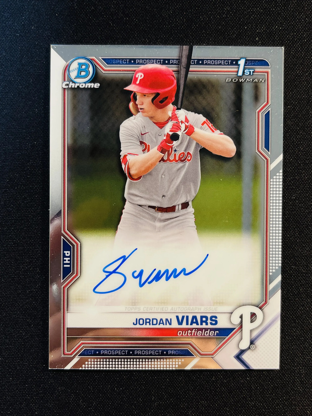 2021 Topps Bowman Chrome Draft Auto Jordan Viars #CDA-JV Phillies 1st FV56