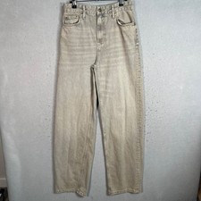 Zara High-Waisted Straight-Leg Jeans Size 4 Gray Cotton Womens