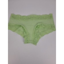 PINK Victoria's Secret Ribbed Lace Trim Cheeky Panty Mint Green XS NEW