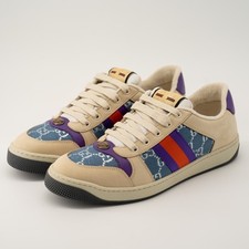 size 41.5G 11.5 US Gucci Screener Enamel Aged Sneakers Beige Blue Red