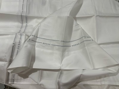 $667 DEA Italy NWT (2pc) King Pillowcases 100% Cotton Sateen White/Grey Embroide