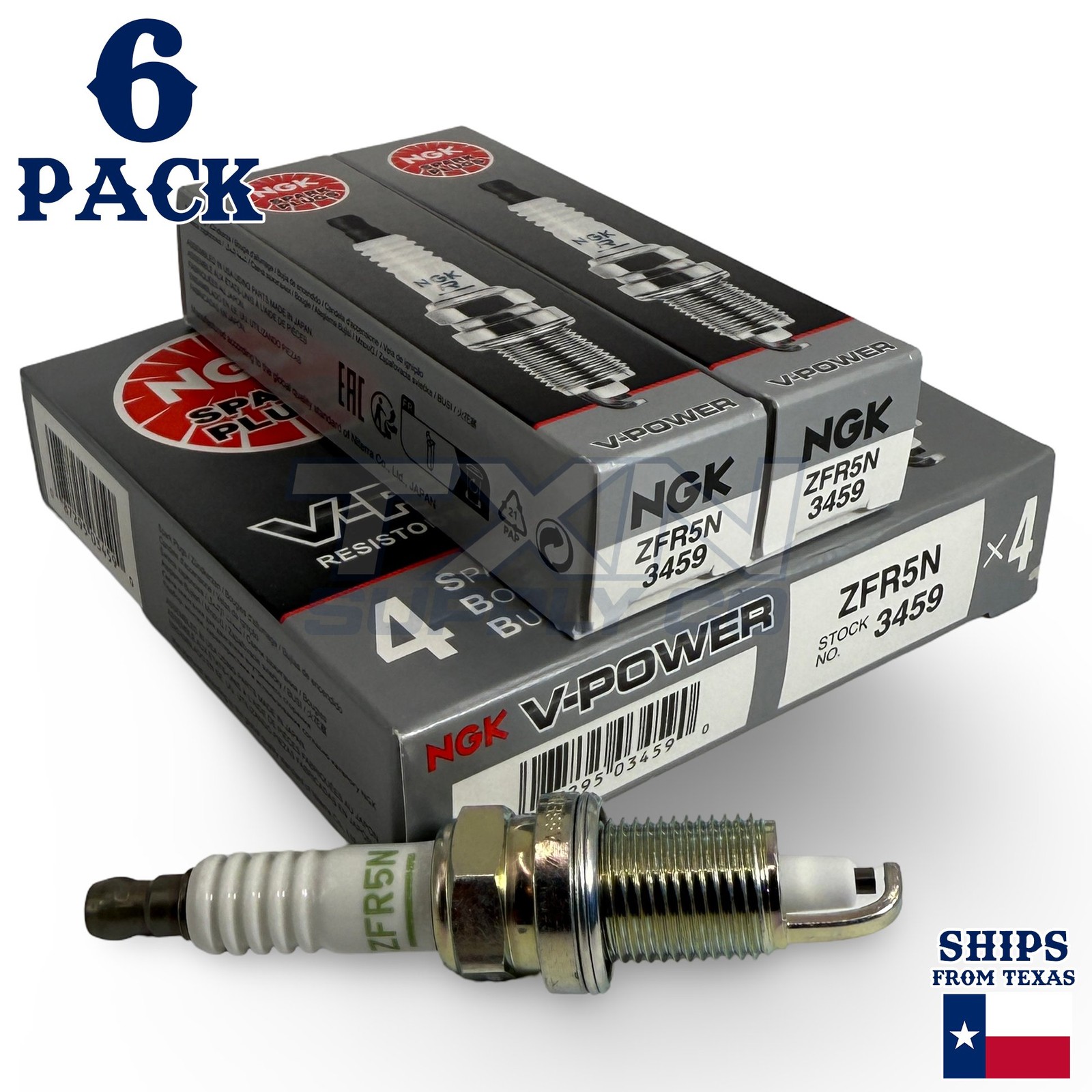 6 Pack NGK V-Power 3459 Spark Plugs ZFR5N