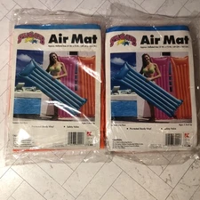 2x Splash Club Vinyl Air Mat Pool Lounge Float 27" x 72" Neon Orange New Sealed