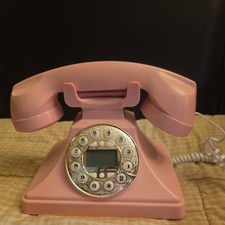 Pink Retro Decor Telephone, Landline With Redial Button And Screen Display