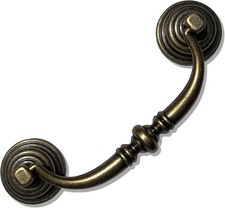 6 PCS Drawer Pulls Handles 3-1/2 Inch Antique Bronze Cabinet Drop Bail