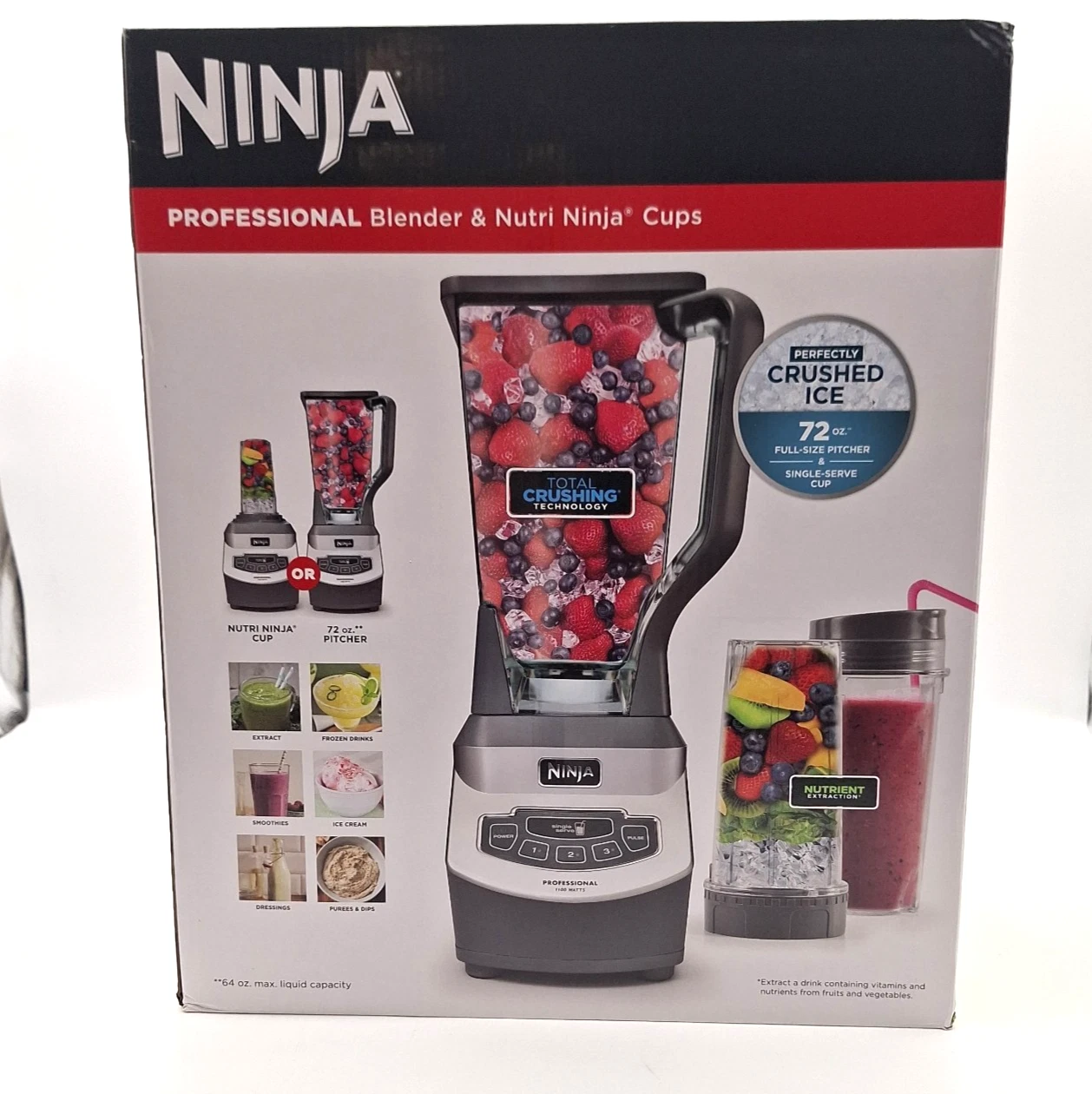 Ninja Professional BL660 3 Speed Blender with Nutri Cups 72 oz New
