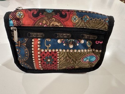 Vintage Never Used! LeSportsac 2 Pouch Jewel Pattern Toiletry Bag/ Makeup Bag