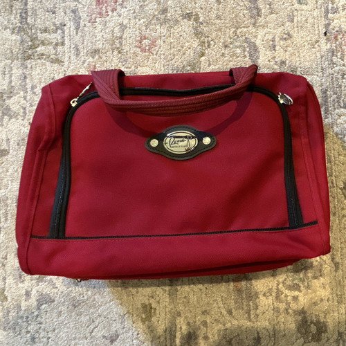 Lancel Red Travel Toiletry Bag Organizer Case w/ Handle & Clear Compartments